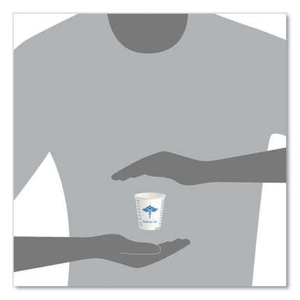Paper Medical and Dental Graduated Cups, 3 oz, Paper, White/Blue, 100/Bag, 50 Bags/Carton