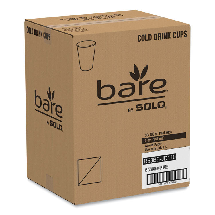 Bare Eco-Forward Paper Cold Cups, 5 oz, Green/White, 100/Sleeve, 30 Sleeves/Carton