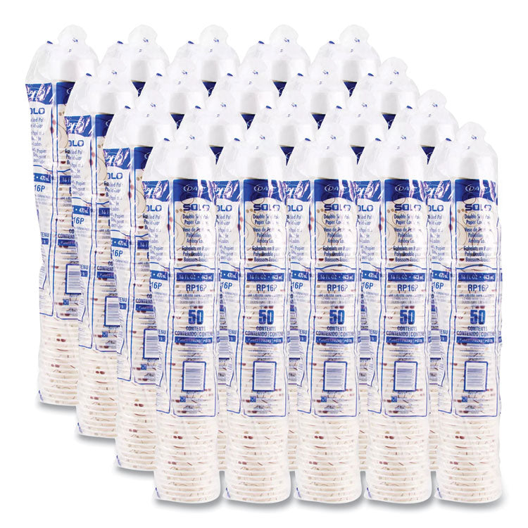 Double Sided Poly (DSP) Paper Cold Cups, 16 oz, Beige/White/Red, 50/Sleeve, 20 Sleeves/Carton