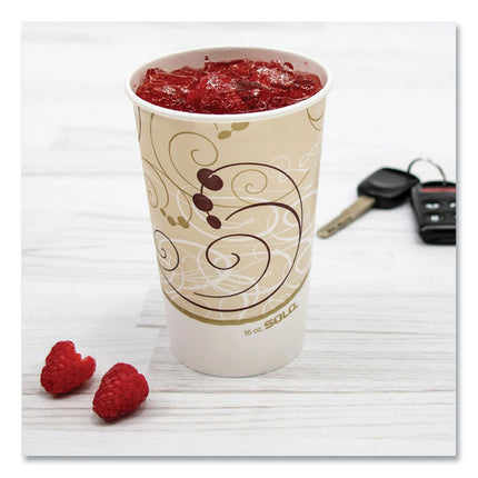 Double Sided Poly (DSP) Paper Cold Cups, 16 oz, Beige/White/Red, 50/Sleeve, 20 Sleeves/Carton