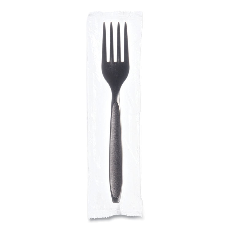 Reliance Mediumweight Cutlery, Fork, Plastic, Black, 1,000/Carton