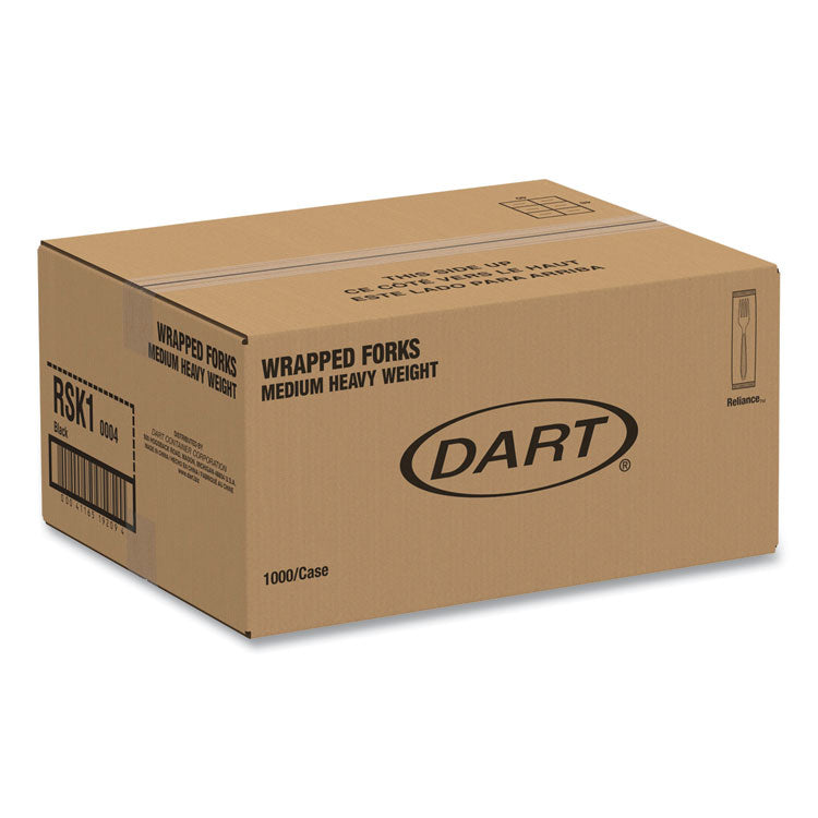 Reliance Mediumweight Cutlery, Fork, Plastic, Black, 1,000/Carton