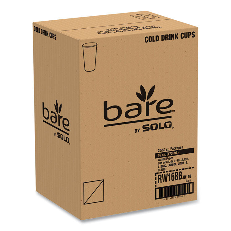 Bare Eco-Forward Paper Cold Cups, 16 oz, Green/White, 100/Sleeve, 10 Sleeves/Carton