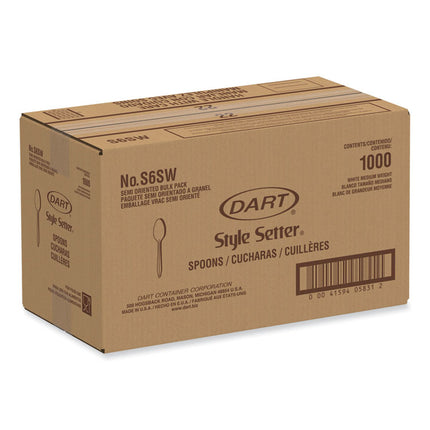 Regal Mediumweight Cutlery, Full-Size, Spoon, Plastic, White, 1,000/Carton