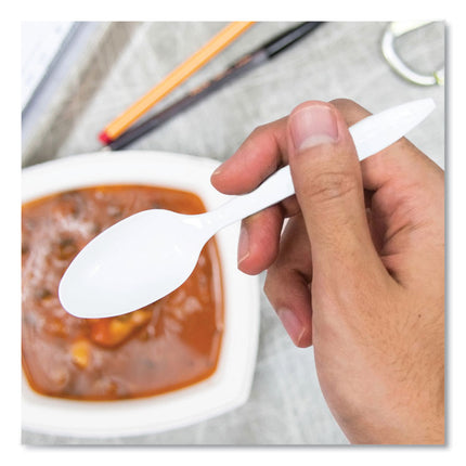 Regal Mediumweight Cutlery, Full-Size, Spoon, Plastic, White, 1,000/Carton