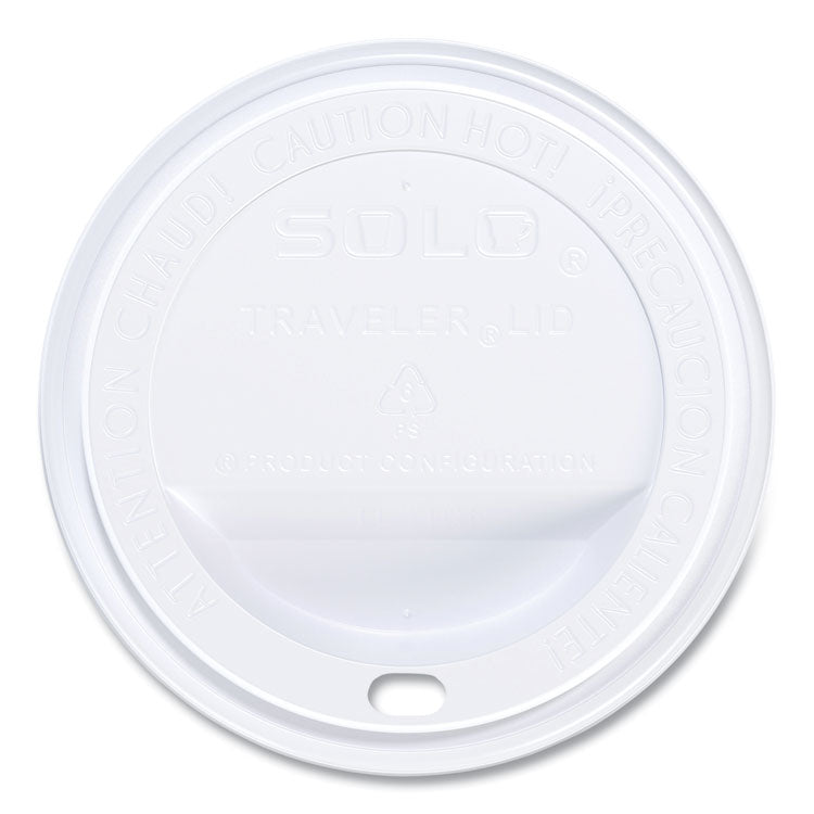 Traveler Cappuccino Style Dome Lid, Fits 10 oz Hot Cups, Plastic, White, 100/Pack, 10 Packs/Carton