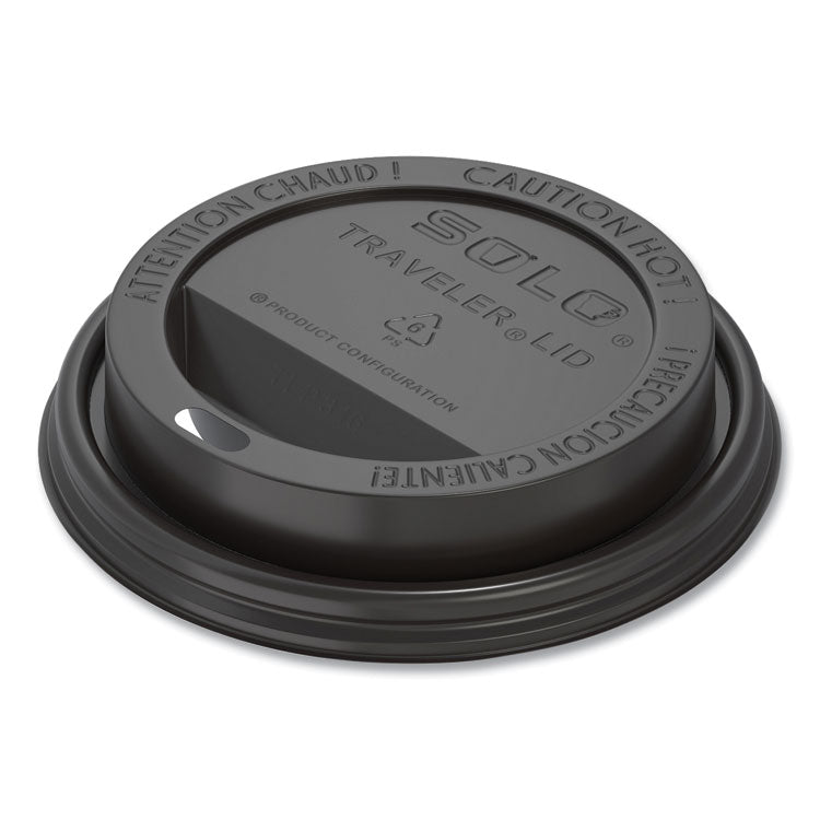 Traveler Cappuccino Style Dome Lid, Fits 10 oz to 24 oz Hot Cups, Plastic, Black, 100/Sleeve, 10 Sleeves/Carton