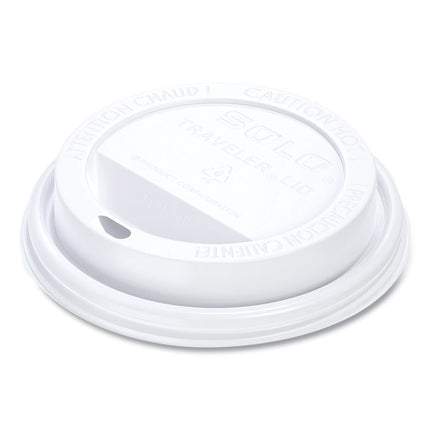 Traveler Cappuccino Style Dome Lid, Fits 10 oz to 24 oz Hot Cups, Plastic, White, 100/Pack, 10 Packs/Carton