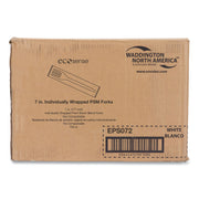 EcoSense Renewable Plant Starch Cutlery, Individually Wrapped, Mediumweight Fork, Plastic, Natural, 750/Carton
