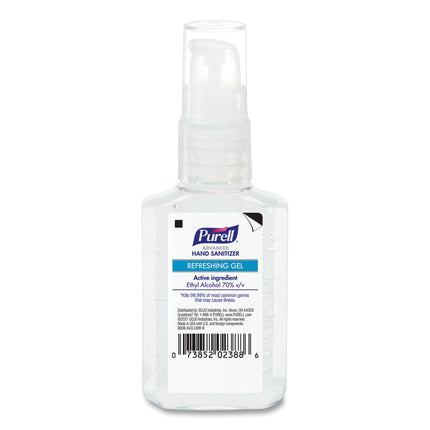 Advanced Hand Sanitizer Refreshing Gel, 2 oz Travel-Sized Pump Bottle, Clean Scent, 24/Carton