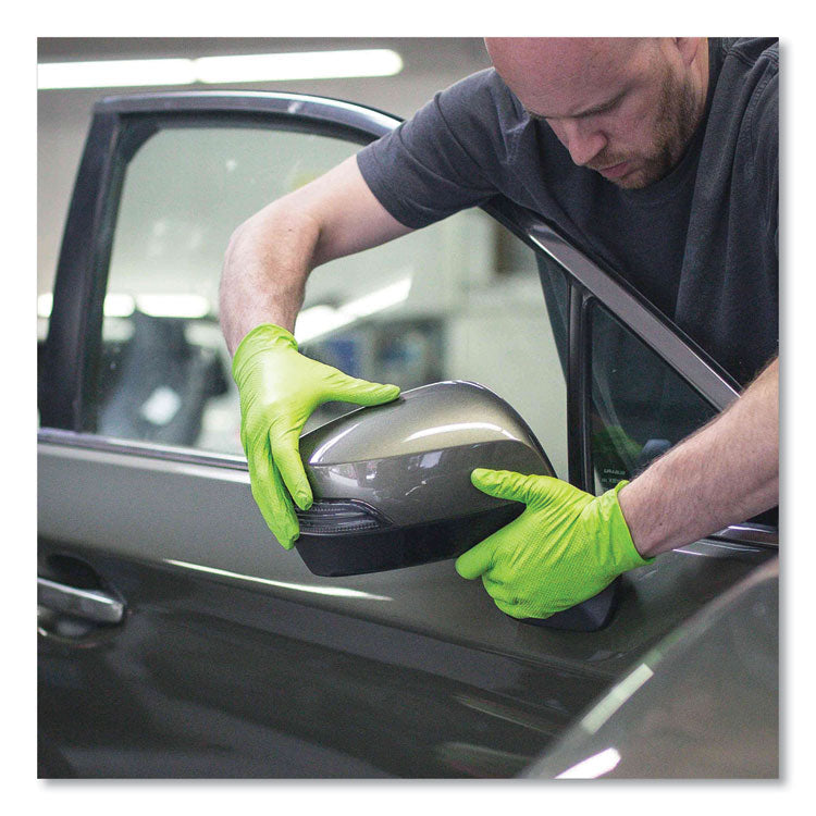 Heavy-Duty Industrial Nitrile Gloves, Powder-Free, 8 mil, X-Large, Green, 100 Gloves/Box, 10 Boxes/Carton