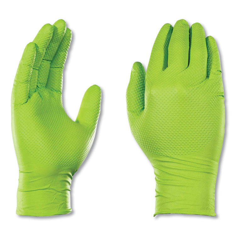 Heavy-Duty Industrial Nitrile Gloves, Powder-Free, 8 mil, Large, Green, 100 Gloves/Box, 10 Boxes/Carton