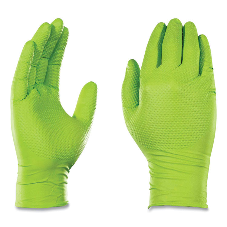 Heavy-Duty Industrial Nitrile Gloves, Powder-Free, 8 mil, X-Large, Green, 100 Gloves/Box, 10 Boxes/Carton