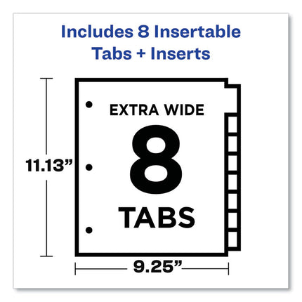 Insertable Big Tab Dividers, 8-Tab, 11.13 x 9.25, White, Assorted Tabs, 1 Set