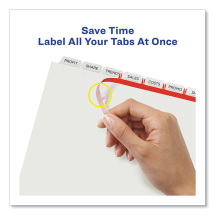 Print and Apply Index Maker Clear Label Dividers, Extra Wide Tab, 8-Tab, 11.25 x 9.25, White, 1 Set