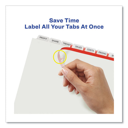 Print and Apply Index Maker Clear Label Dividers, Extra Wide Tabs, 8-Tab, 11.25 x 9.25, White, 5 Sets