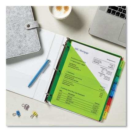 Insertable Big Tab Plastic 1-Pocket Dividers, 8-Tab, 11.13 X 9.25, Assorted, 1 Set