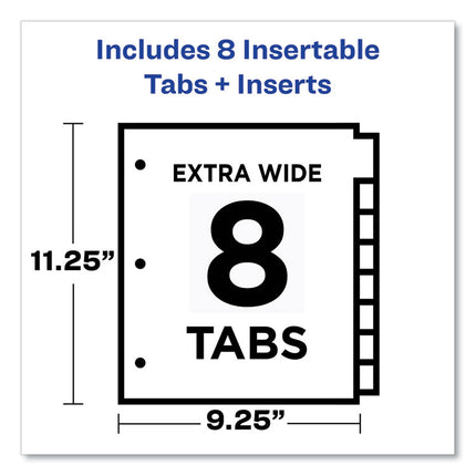 Insertable Big Tab Plastic 2-Pocket Dividers, 8-Tab, 11.13 X 9.25, Assorted, 1 Set