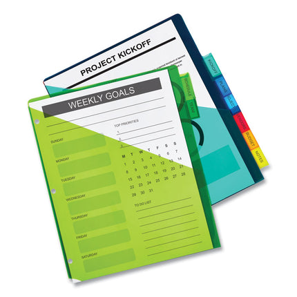 Insertable Big Tab Plastic 2-Pocket Dividers, 8-Tab, 11.13 X 9.25, Assorted, 1 Set