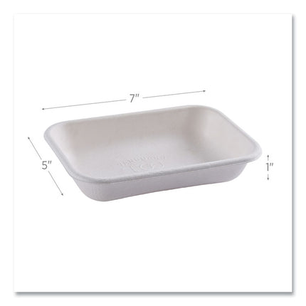 Vanguard Worldview Renewable and Compostable Sugarcane Take-Out Containers, 16 oz, 7 x 5 x 1, White, 400/Carton
