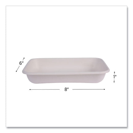 Vanguard Worldview Renewable and Compostable Sugarcane Take-Out Containers, 24 oz, 8 x 6 x 1, White, 400/Carton