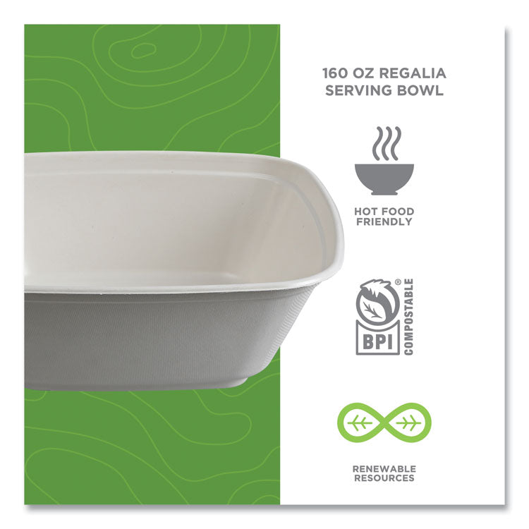 Regalia Sugarcane Servingware, Bowl, 160 oz, White, 100/Carton