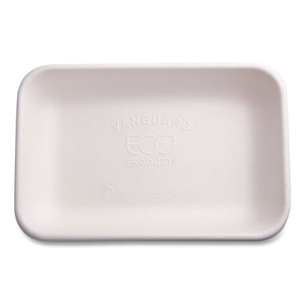 Vanguard Worldview Renewable and Compostable Sugarcane Take-Out Containers, 24 oz, 8 x 6 x 1, White, 400/Carton