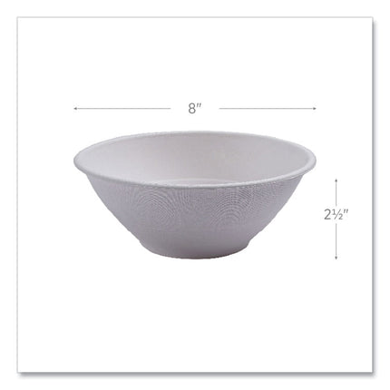 Vanguard Renewable and Compostable Sugarcane Bowls, 32 oz, White, 400/Carton