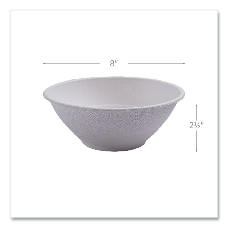Vanguard Renewable and Compostable Sugarcane Bowls, 32 oz, White, 400/Carton