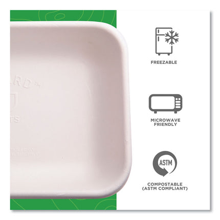 Vanguard Worldview Renewable and Compostable Sugarcane Take-Out Containers, 24 oz, 8 x 6 x 1, White, 400/Carton