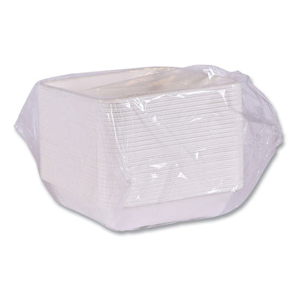 Vanguard Worldview Renewable and Compostable Sugarcane Take-Out Containers, 36 oz, 8 x 8 x 2, White, 200/Carton