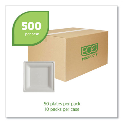 Vanguard Renewable and Compostable Sugarcane Plates, 6 x 6, White, 500/Carton