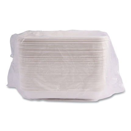 Vanguard Worldview Renewable and Compostable Sugarcane Take-Out Containers, 24 oz, 8 x 6 x 1, White, 400/Carton