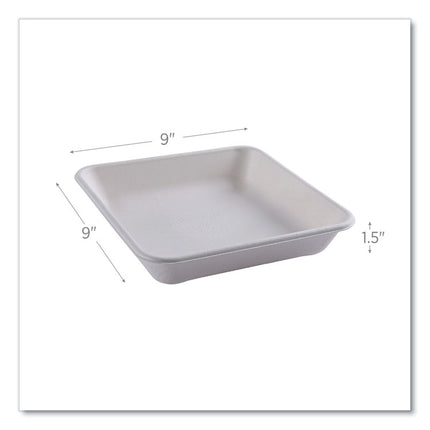 Vanguard Worldview Renewable and Compostable Sugarcane Take-Out Containers, 47 oz, 9 x 9 x 1.5, White, 200/Carton
