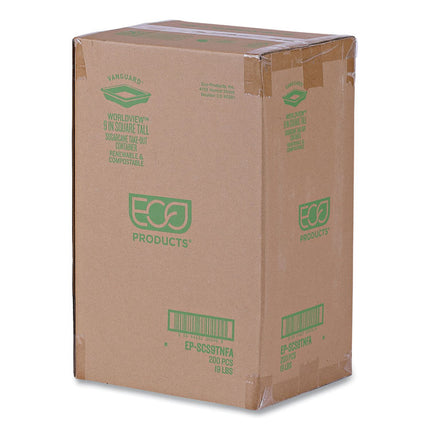 Vanguard Worldview Renewable and Compostable Sugarcane Take-Out Containers, 47 oz, 9 x 9 x 1.5, White, 200/Carton