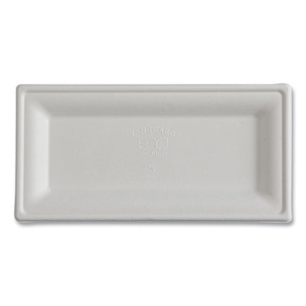 Vanguard Renewable and Compostable Sugarcane Plates, 5 x 10, White, 500/Carton