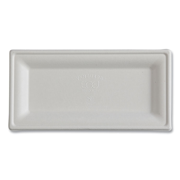 Vanguard Renewable and Compostable Sugarcane Plates, 5 x 10, White, 500/Carton