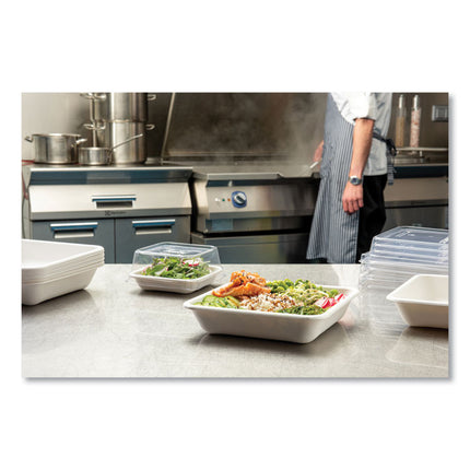 Vanguard Worldview Renewable and Compostable Sugarcane Take-Out Containers, 36 oz, 8 x 8 x 2, White, 200/Carton