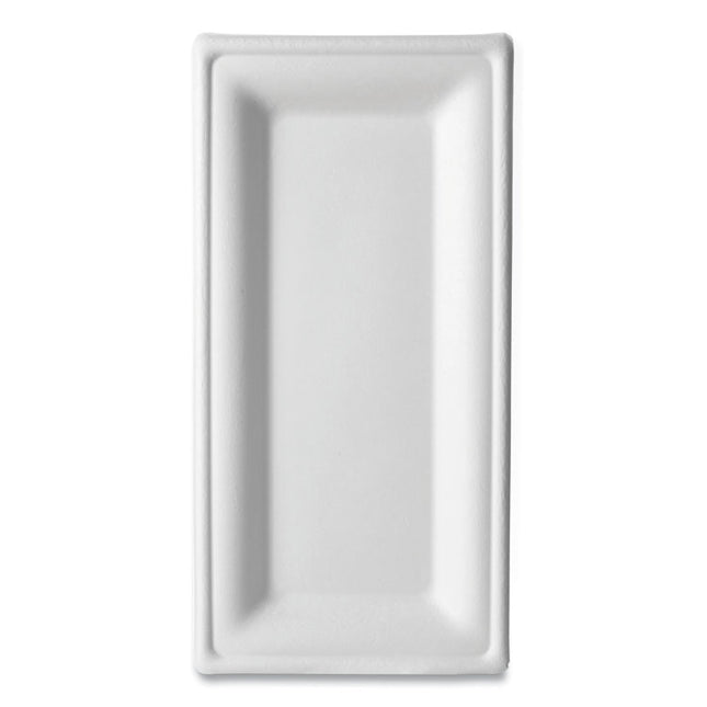 Vanguard Renewable and Compostable Sugarcane Plates, 5 x 10, White, 500/Carton