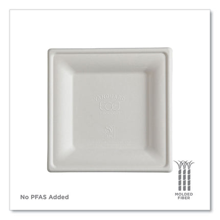 Vanguard Renewable and Compostable Sugarcane Plates, 6 x 6, White, 500/Carton