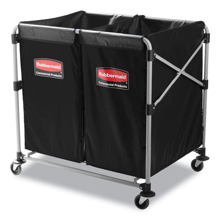4 Bushel Collapsible X-Cart Bag for Rubbermaid Commercial 1881749 and 1881781, 5 cu ft, 22.08" x 15.33" x 27.33", Black, 2/CT