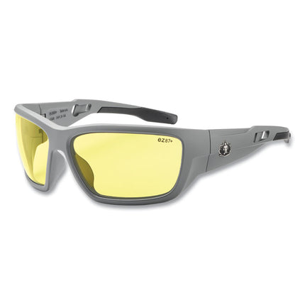 Skullerz BALDR Safety Glasses, Matte Gray Nylon Impact Frame, Yellow Polycarbonate Lens
