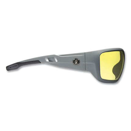 Skullerz BALDR Safety Glasses, Matte Gray Nylon Impact Frame, Yellow Polycarbonate Lens