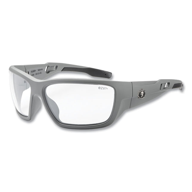 Skullerz BALDR Safety Glasses, Matte Gray Nylon Impact Frame, Clear Polycarbonate Lens