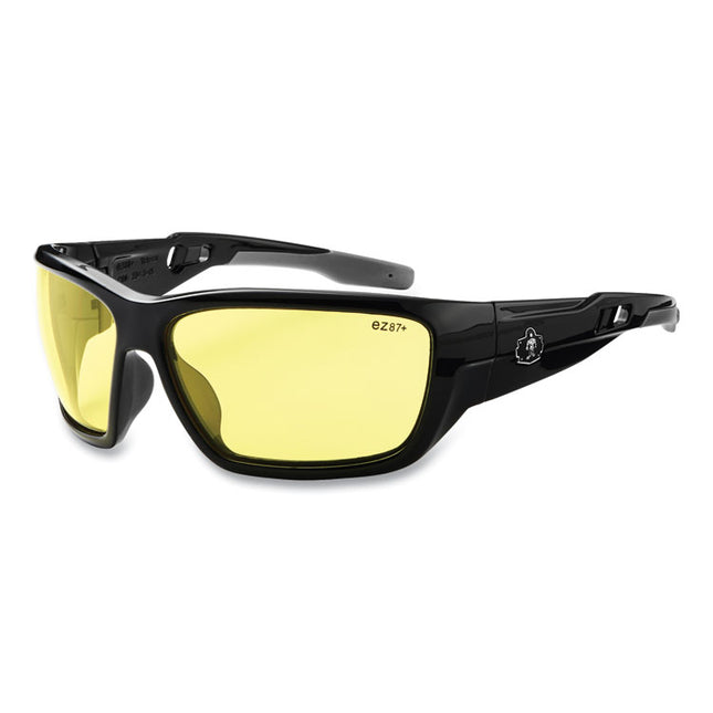 Skullerz BALDR Safety Glasses, Black Nylon Impact Frame, Yellow Polycarbonate Lens