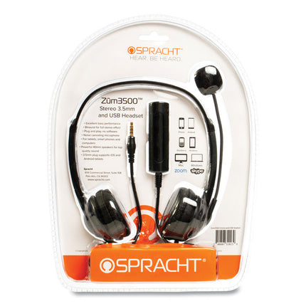 ZuM3500 Binaural Over The Head USB Headset, Black