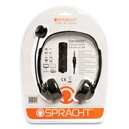 ZuM3500 Binaural Over The Head USB Headset, Black