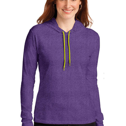 Gildan ® Ladies 100% Combed Ring Spun Cotton Long Sleeve Hooded T-Shirt. 887L