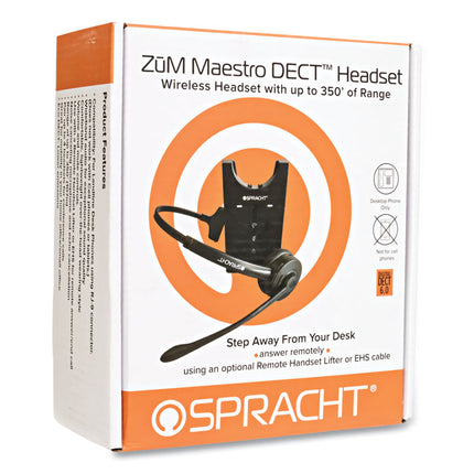 ZuM Maestro DECT Monaural Over The Head Headset, Black
