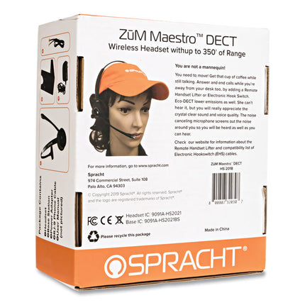 ZuM Maestro DECT Monaural Over The Head Headset, Black